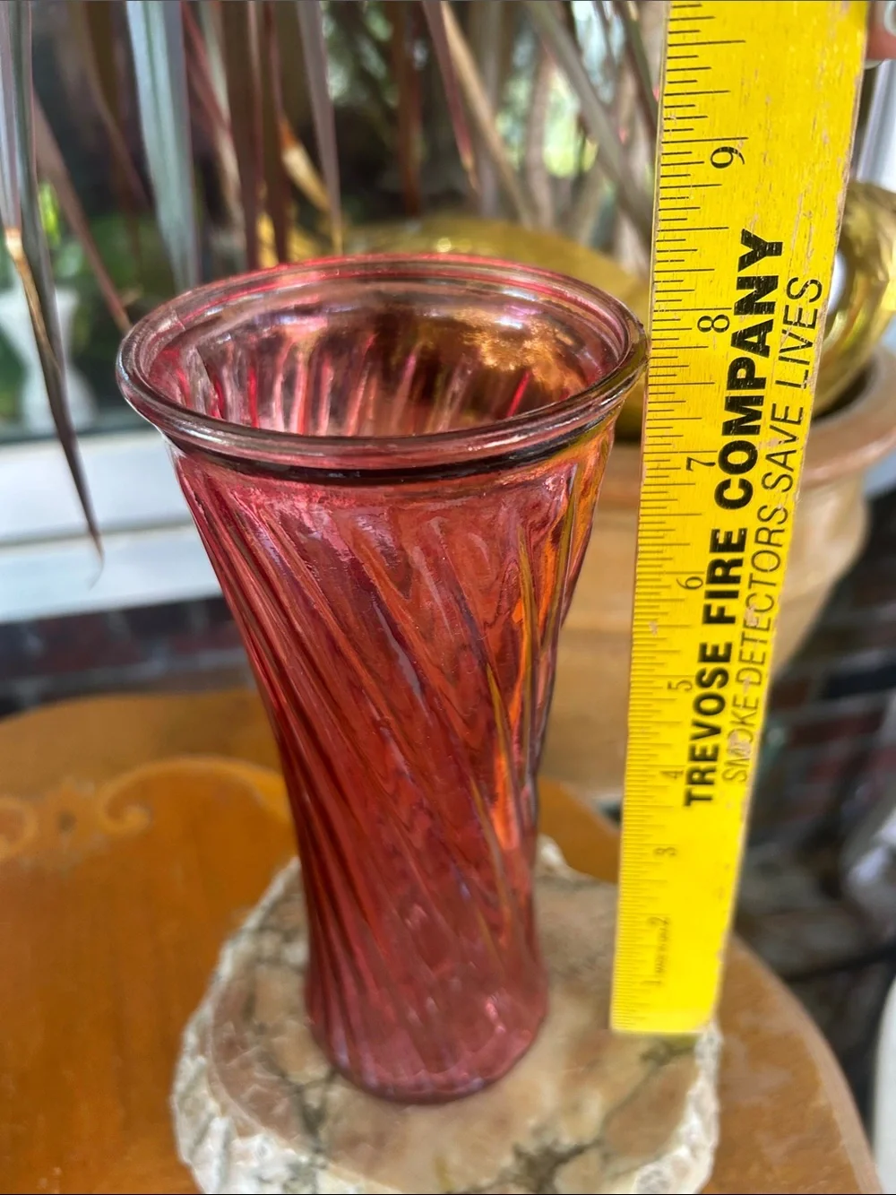 Vintage Swirled Cranberry Glass Vase